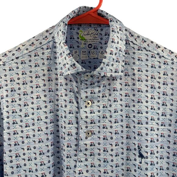 TailorByrd Polo Mens Size Medium Blue Golf Cart SPF 30 Performance Shirt Preppy - Picture 4 of 10